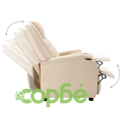 Реклайнер стол, кремавобял, изкуствена кожа ➤ топ цена ➤ sorbe.bg