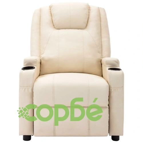 Реклайнер стол, кремавобял, изкуствена кожа ➤ топ цена ➤ sorbe.bg