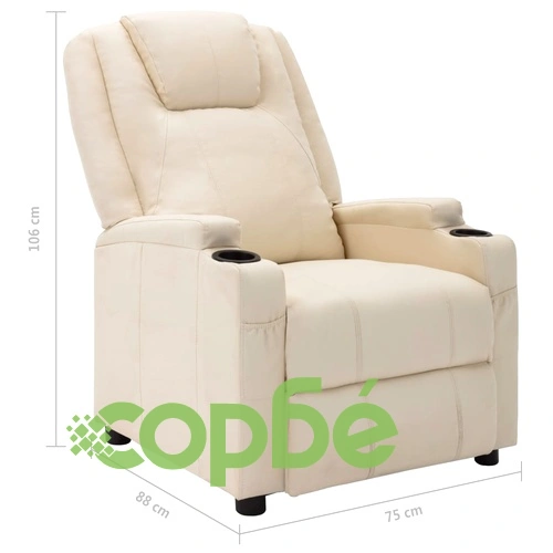 Реклайнер стол, кремавобял, изкуствена кожа ➤ топ цена ➤ sorbe.bg