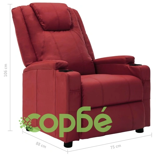 Реклайнер стол, виненочервен, изкуствена кожа ➤ топ цена ➤ sorbe.bg