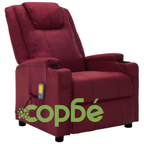 Масажен стол виненочервен изкуствена кожа ➤ топ цена ➤ sorbe.bg