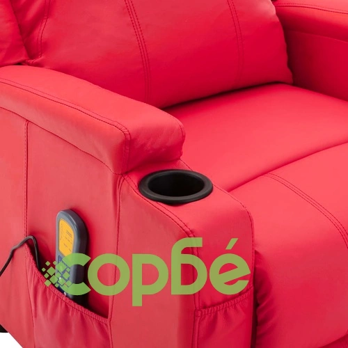 Масажен стол, червен, изкуствена кожа ➤ топ цена ➤ sorbe.bg