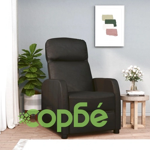 Реклайнер, черен, изкуствена кожа ➤ топ цена ➤ sorbe.bg