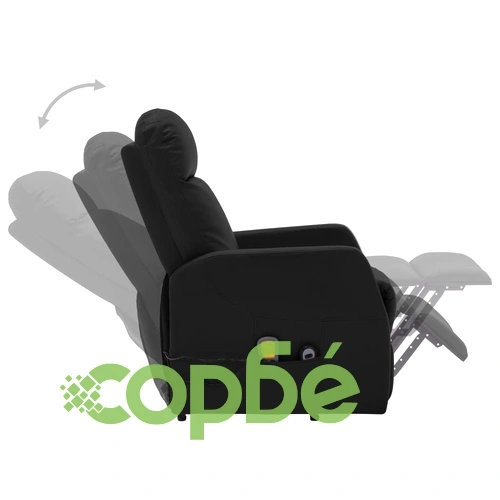 Изправящ масажен стол, черен, изкуствена кожа ➤ топ цена ➤ sorbe.bg