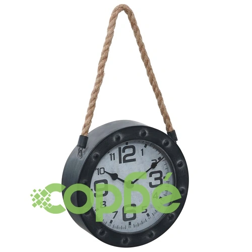 321477  Wall Clock with Rope Black 20 cm Metal and MDF ➤ топ цена ➤ sorbe.bg