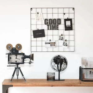 321480  Table Clock Black 34x18x47 cm Iron and MDF