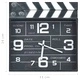 321481  Cinema Wall Clock Black 33x5x34 cm Metal and MDF