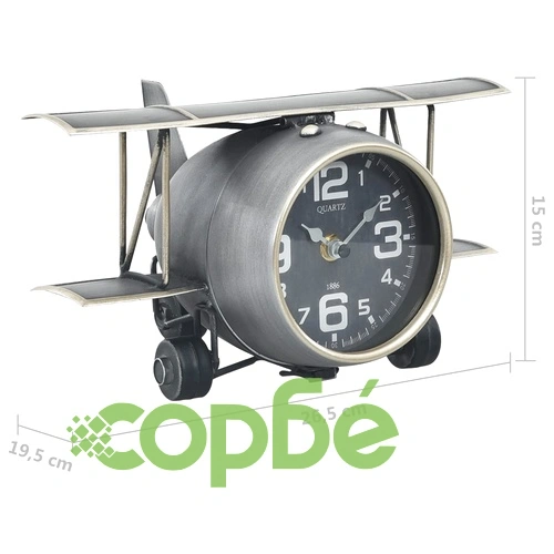 321483  Table Clock Grey 26,5x19,5x15 cm Iron and MDF ➤ топ цена ➤ sorbe.bg