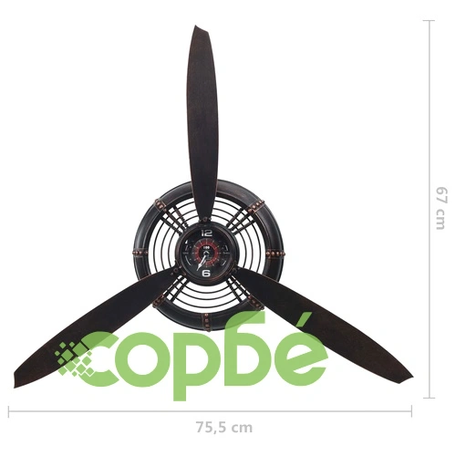 Стенен часовник, черен, 75,5x8x67 см, желязо ➤ топ цена ➤ sorbe.bg