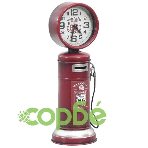 321486  Table Clock Red 13x13x39 cm Iron and MDF ➤ топ цена ➤ sorbe.bg