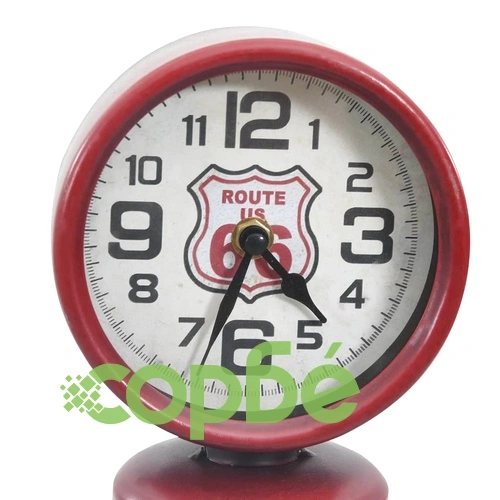 321486  Table Clock Red 13x13x39 cm Iron and MDF ➤ топ цена ➤ sorbe.bg