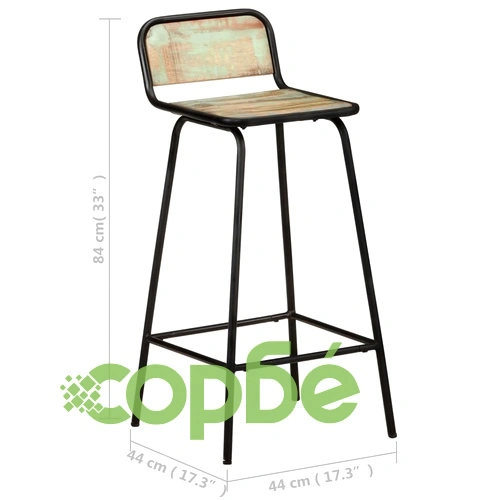 Бар столове, 2 бр, регенерирано дърво масив ➤ топ цена ➤ sorbe.bg