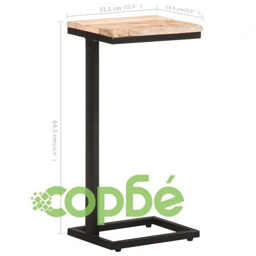 Странични маси, 2 бр, 31,5x24,5x64,5 см, грубо мангово дърво ➤ топ цена ➤ sorbe.bg