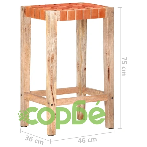 Бар табуретки, 2 бр, кафяви, естествена кожа, 75 см ➤ топ цена ➤ sorbe.bg