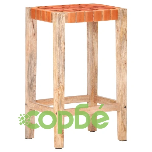 Бар табуретки, 2 бр, кафяви, естествена кожа, 75 см ➤ топ цена ➤ sorbe.bg