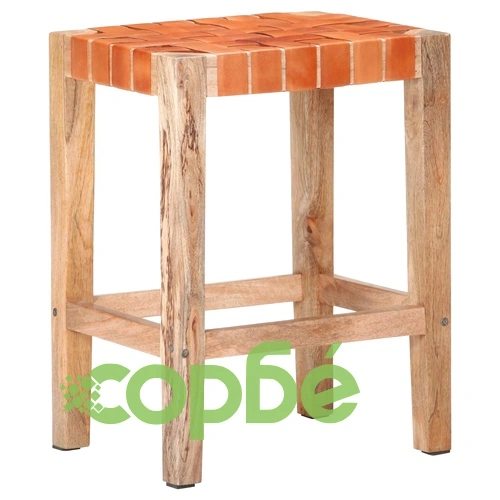 Бар табуретки, 2 бр, кафяви, естествена кожа, 60 см ➤ топ цена ➤ sorbe.bg