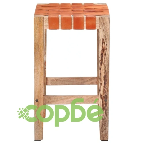 Бар табуретки, 2 бр, кафяви, естествена кожа, 60 см ➤ топ цена ➤ sorbe.bg