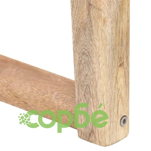 Табуретка светлокафява естествена кожа и мангово дърво масив ➤ топ цена ➤ sorbe.bg