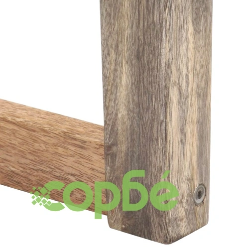 Табуретка, черна, естествена кожа и мангово дърво масив ➤ топ цена ➤ sorbe.bg