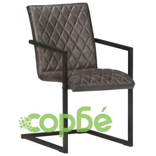 Конзолни трапезни столове, 2 бр, сиви, естествена кожа ➤ топ цена ➤ sorbe.bg