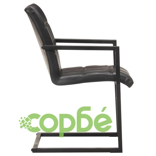 Конзолни трапезни столове, 2 бр, черни, естествена кожа ➤ топ цена ➤ sorbe.bg