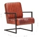 Конзолен фотьойл, кафяв, естествена кожа