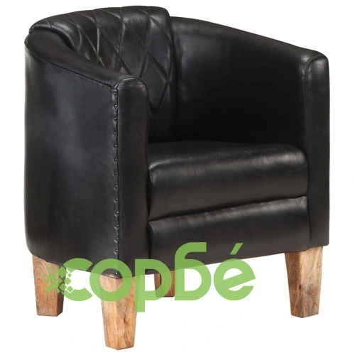 Фотьойл, черен, естествена кожа ➤ топ цена ➤ sorbe.bg