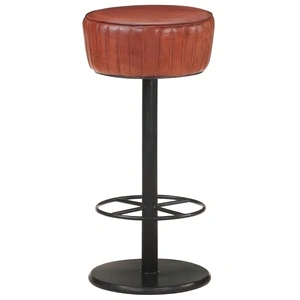 Бар табуретка, кафява, естествена кожа