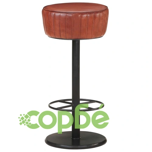 Бар табуретка, кафява, естествена кожа ➤ топ цена ➤ sorbe.bg