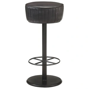 Бар табуретка, черна, естествена кожа
