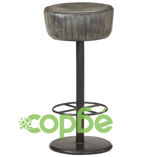 Бар табуретка, състарено сиво, естествена кожа ➤ топ цена ➤ sorbe.bg