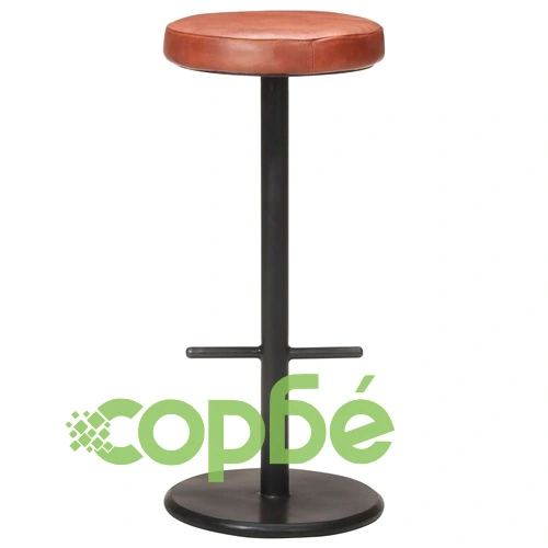 Бар табуретки, 2 бр, кафяви, естествена кожа ➤ топ цена ➤ sorbe.bg