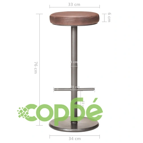 Бар табуретки, 2 бр, състарено кафяво, естествена кожа ➤ топ цена ➤ sorbe.bg