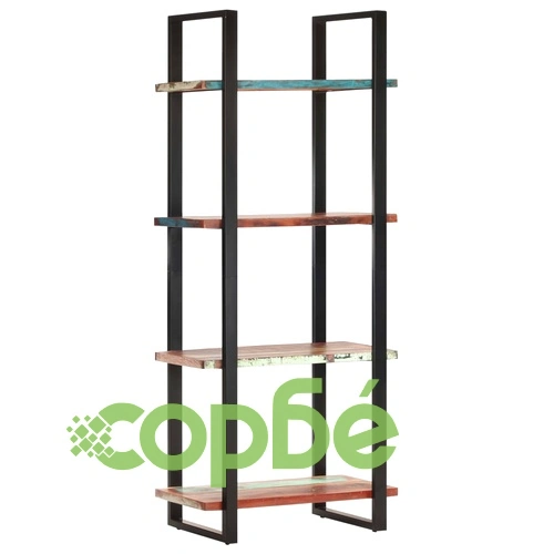 Библиотека с 4 нива, 80x40x180 см, регенерирано дърво масив ➤ топ цена ➤ sorbe.bg