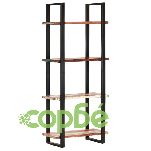Библиотека с 4 нива, 80x40x180 см, регенерирано дърво масив ➤ топ цена ➤ sorbe.bg