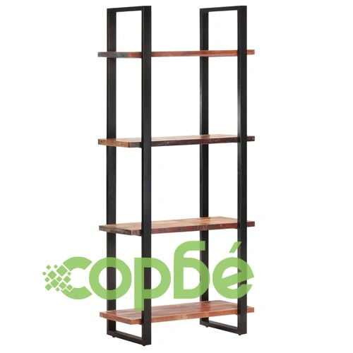 Библиотека с 4 нива, 80x40x180 см, регенерирано дърво масив ➤ топ цена ➤ sorbe.bg