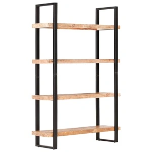 Библиотека с 4 нива, 120x40x180 см, груба мангова дървесина