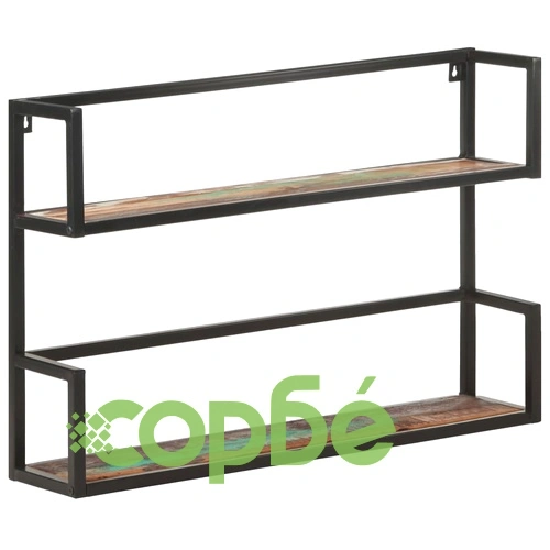 Рафт за стена, 90x20x60 см, регенерирано дърво масив ➤ топ цена ➤ sorbe.bg