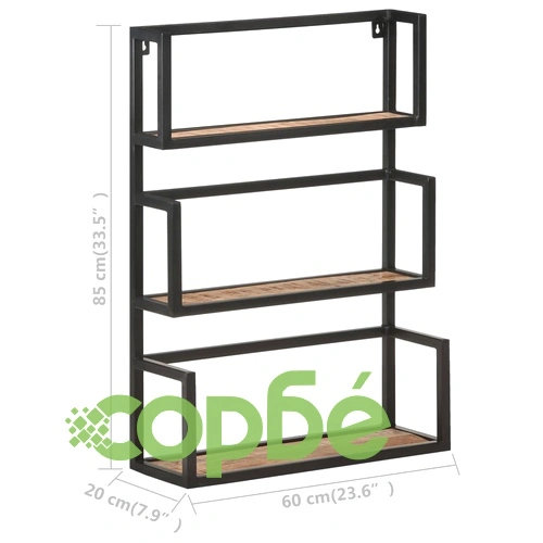 Рафт за стена, 60x20x85 см, грубо мангово дърво ➤ топ цена ➤ sorbe.bg