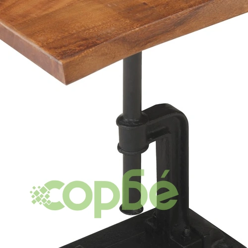 Странична маса кафява 45x35x49 см акациево дърво масив и чугун   ➤ топ цена ➤ sorbe.bg