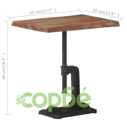 Странична маса кафява 45x35x49 см акациево дърво масив и чугун   ➤ топ цена ➤ sorbe.bg