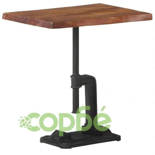 Странична маса кафява 45x35x49 см акациево дърво масив и чугун   ➤ топ цена ➤ sorbe.bg