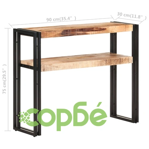 Конзолна маса, 90x30x75 cм, грубо мангово дърво ➤ топ цена ➤ sorbe.bg