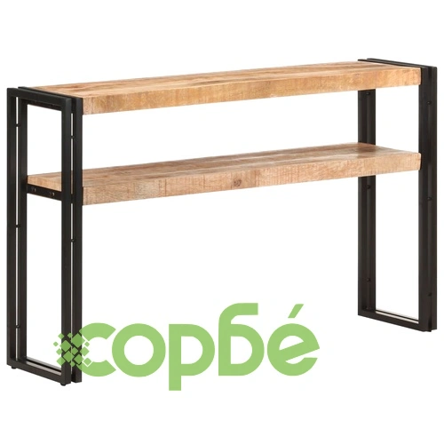 Конзолна маса, сива, 120x30x75 cм, грубо мангово дърво ➤ топ цена ➤ sorbe.bg