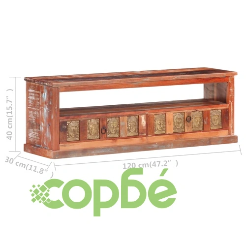ТВ шкаф с облицовка на Буда, 120x30x40 cм, регенерирано дърво ➤ топ цена ➤ sorbe.bg