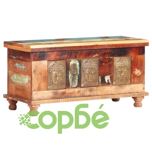 Кутия за съхранение Буда мотиви 90x35x45 см регенерирано дърво ➤ топ цена ➤ sorbe.bg