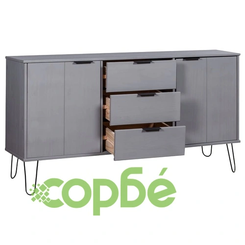 Страничен шкаф New York Range, сив, борово дърво масив ➤ топ цена ➤ sorbe.bg