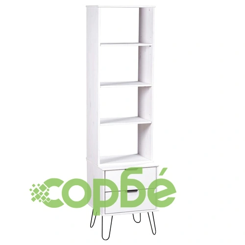 Библиотека New York Range, бяла, борова дървесина масив ➤ топ цена ➤ sorbe.bg