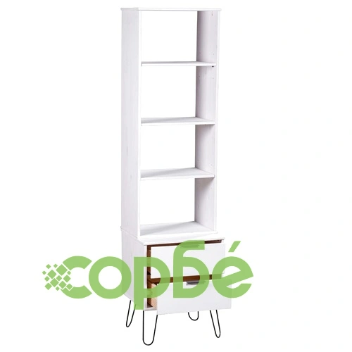 Библиотека New York Range, бяла, борова дървесина масив ➤ топ цена ➤ sorbe.bg