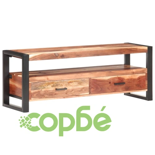 ТВ шкаф 120x35x45 см масивно дърво с меден финиш ➤ топ цена ➤ sorbe.bg